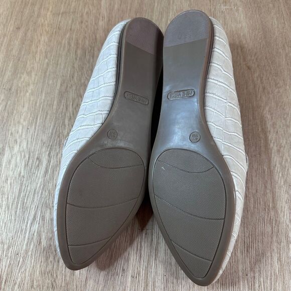 Nine West Women’s Croc Embossed Loafers Flats Cream Ivory Pointed Toe Size 8.5 - Picture 5 of 5